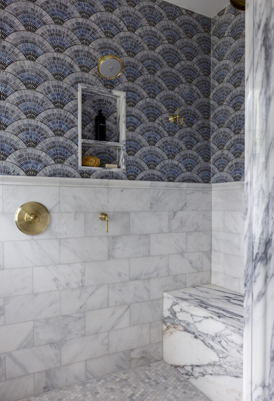 Artistic Tile Mirco Mosaic Tile Marble Wrapped Bench