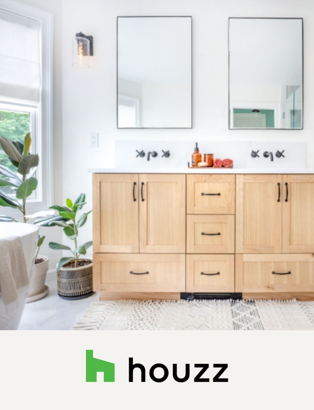 Bathroom Of The Week Light And Airy With A Warm White Oak Vanity Houzz Design By The Jonathans
