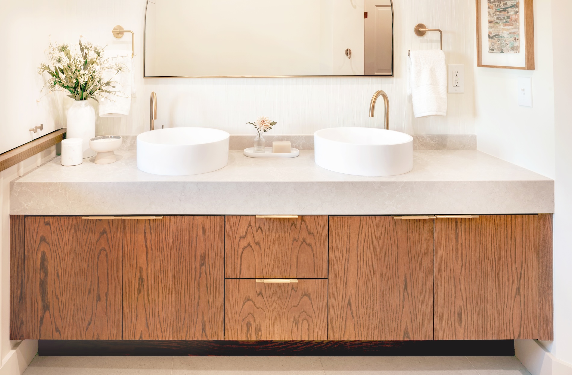 Design By The Jonathans Soft Salmon Pink Contemporary Ensuite