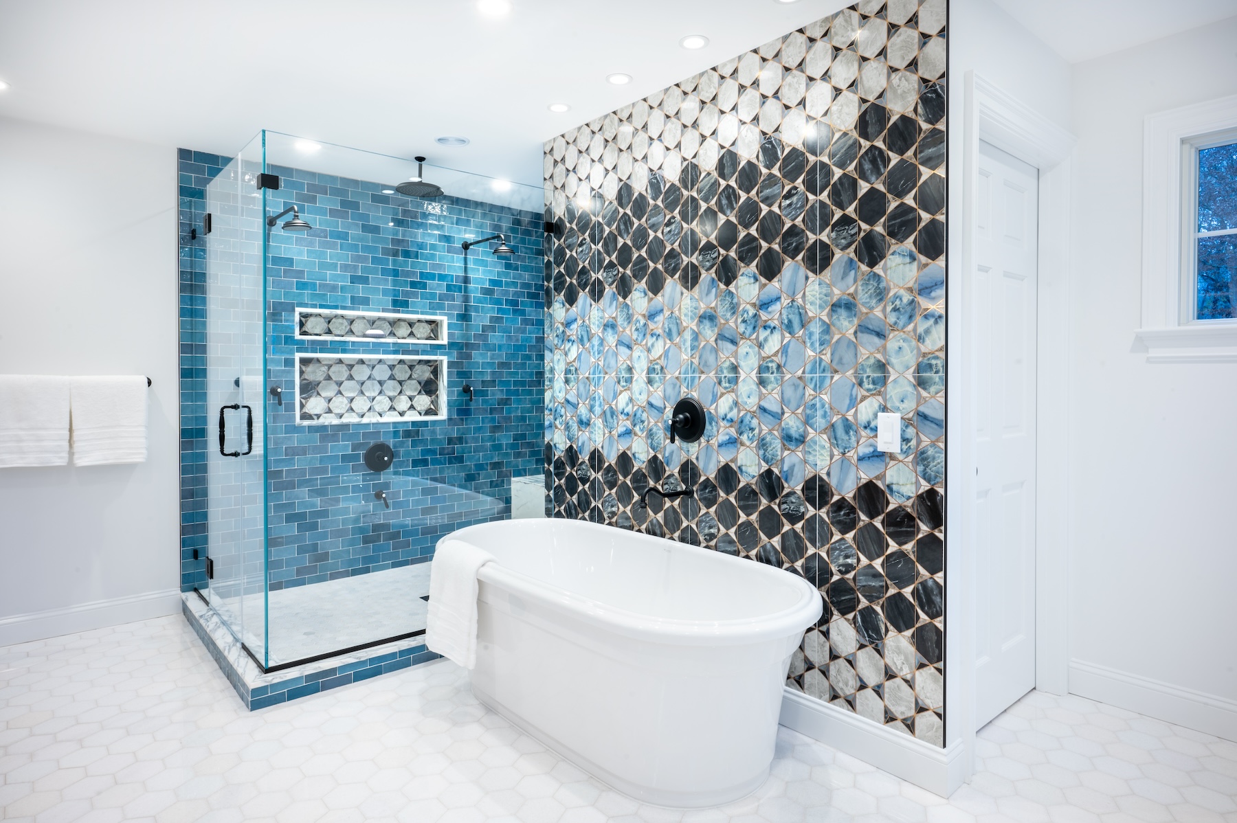 Bathroom Design Blue And White Design By The Jonathans