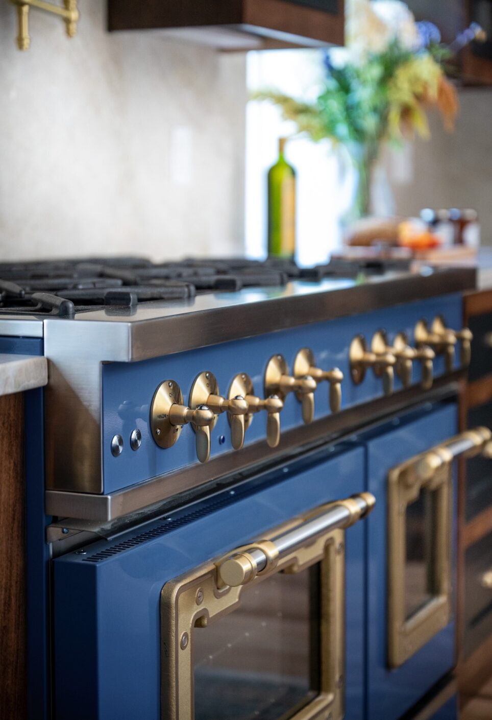 Blue And Gold Oven Range Stove