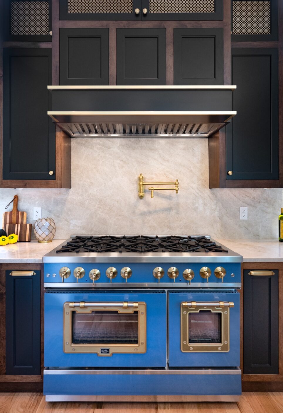 Blue Oven Range With Gold Accents