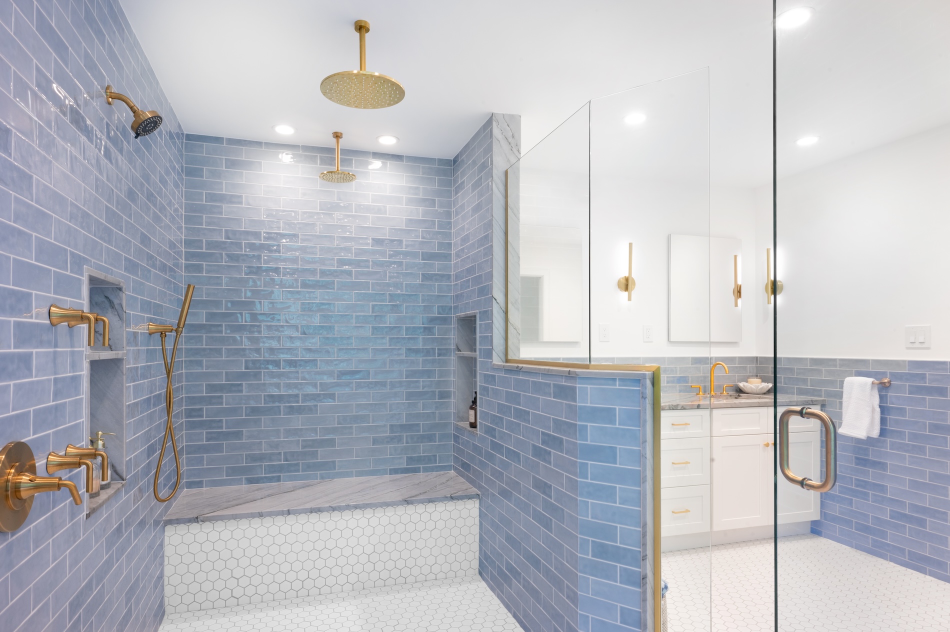 Blue Tile Shower Design Glastonbury Ct