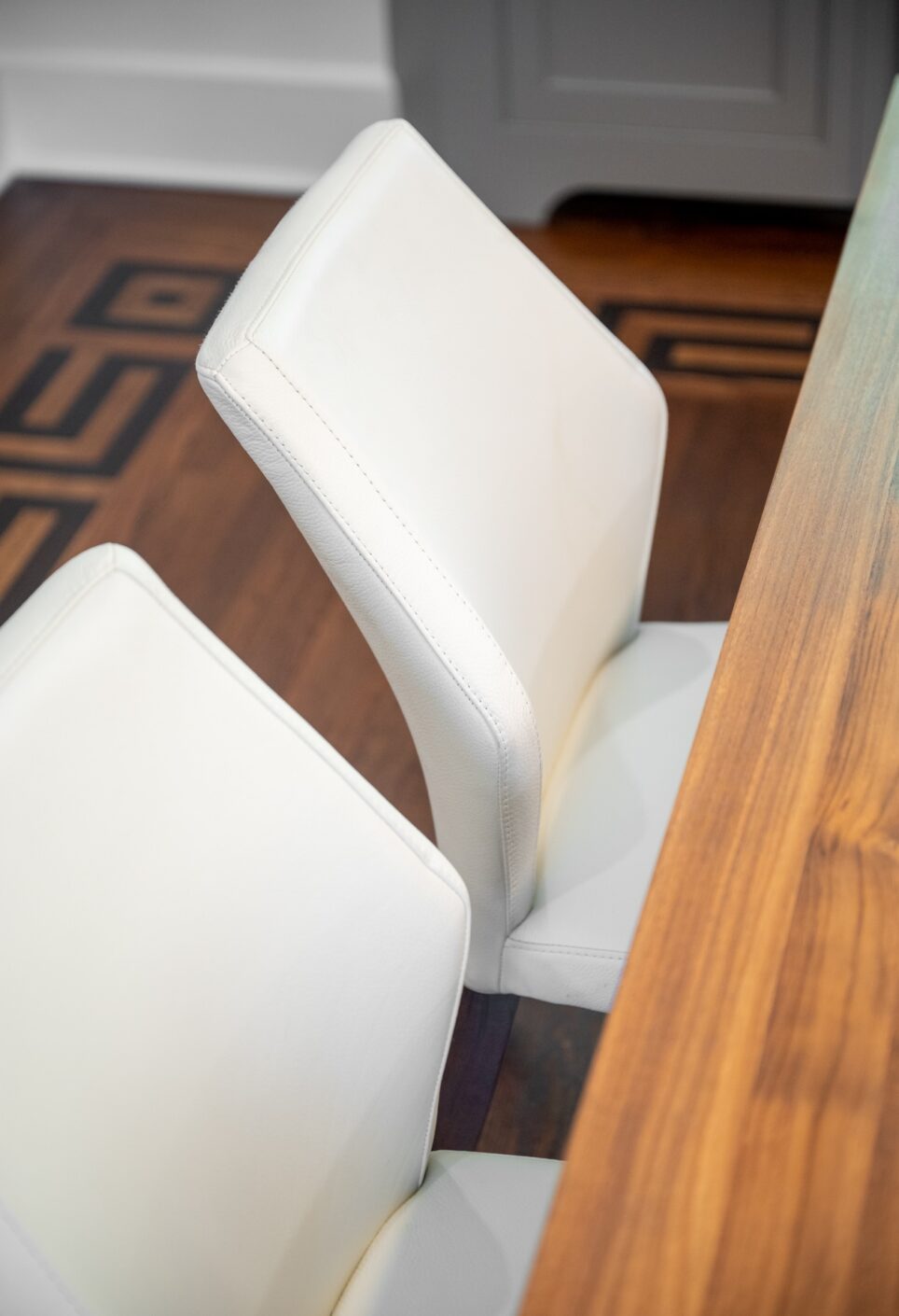 Dining Table Chairs Detail White Upholstered