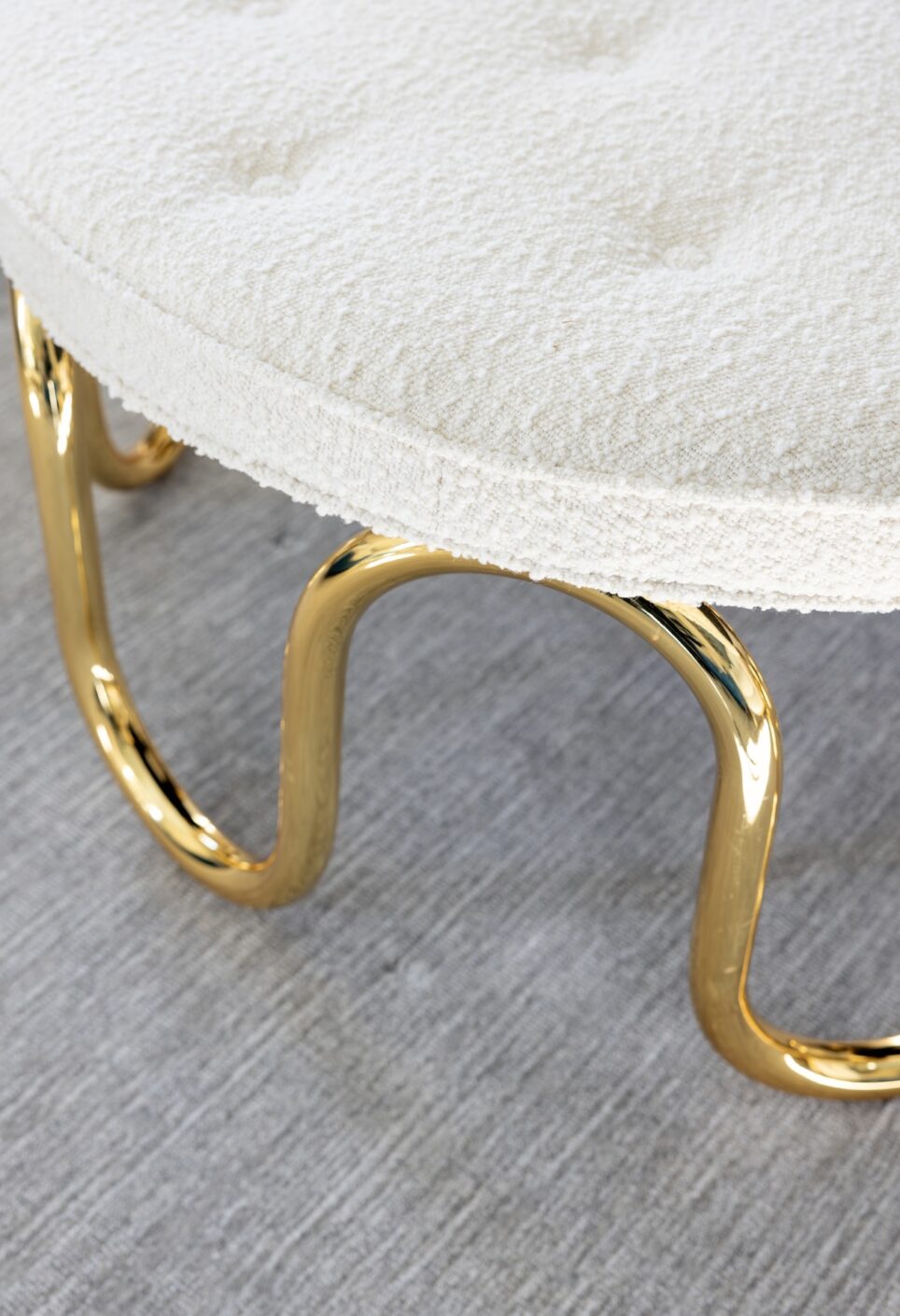 Gold Ottoman Legs White Sherpa
