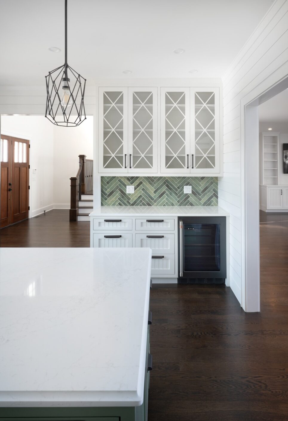 Kitchen Design White Cabinets Green Tile