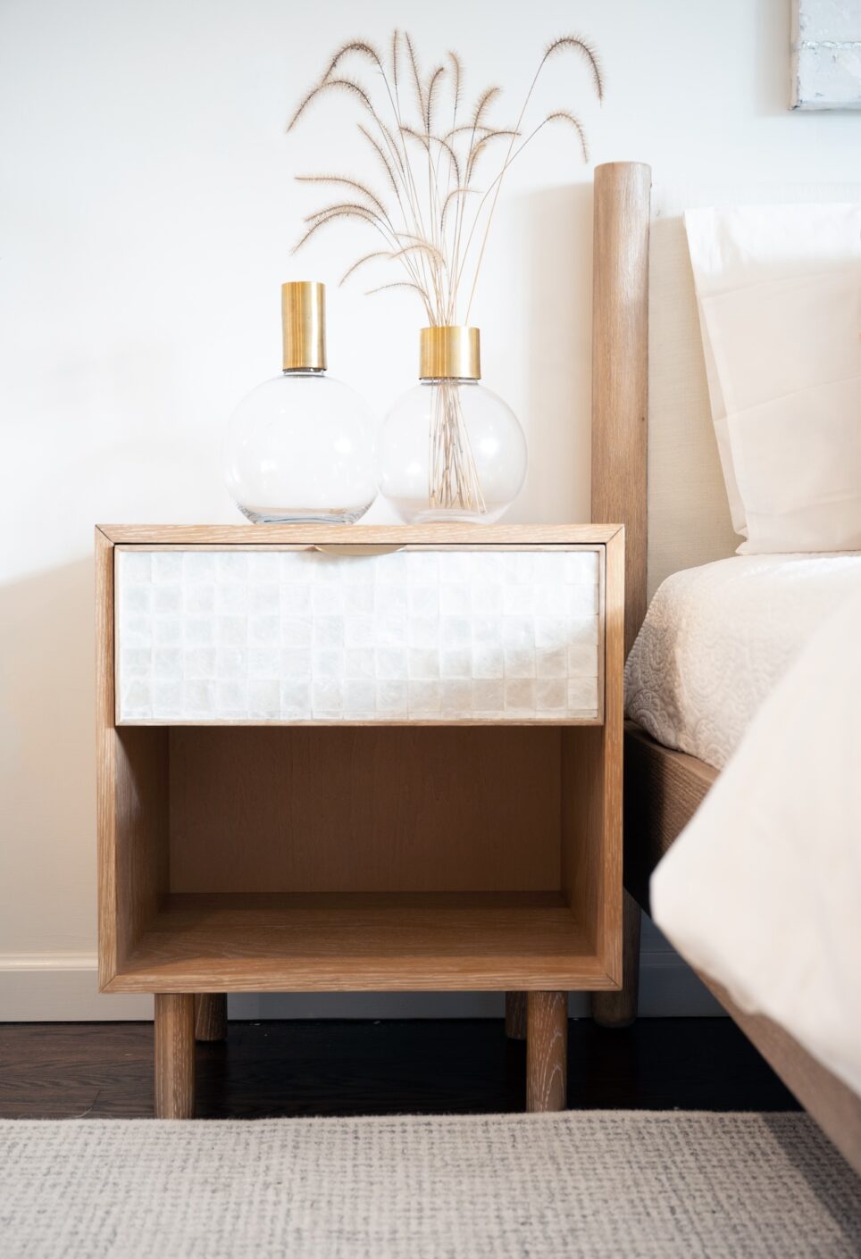 Nightstand White And Natural Wood