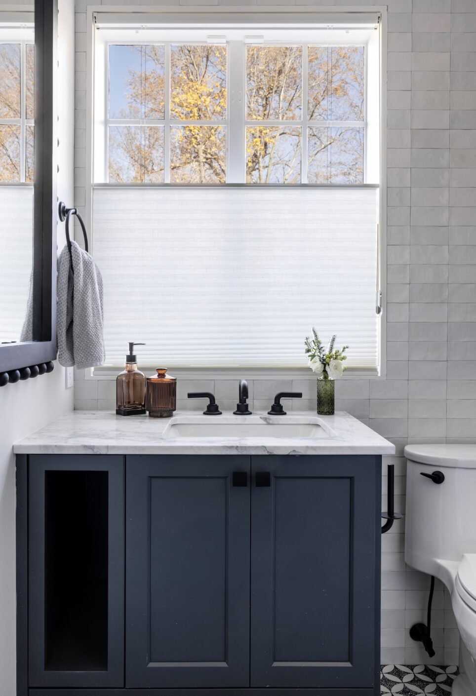 Powder Room Design Navy Vanity
