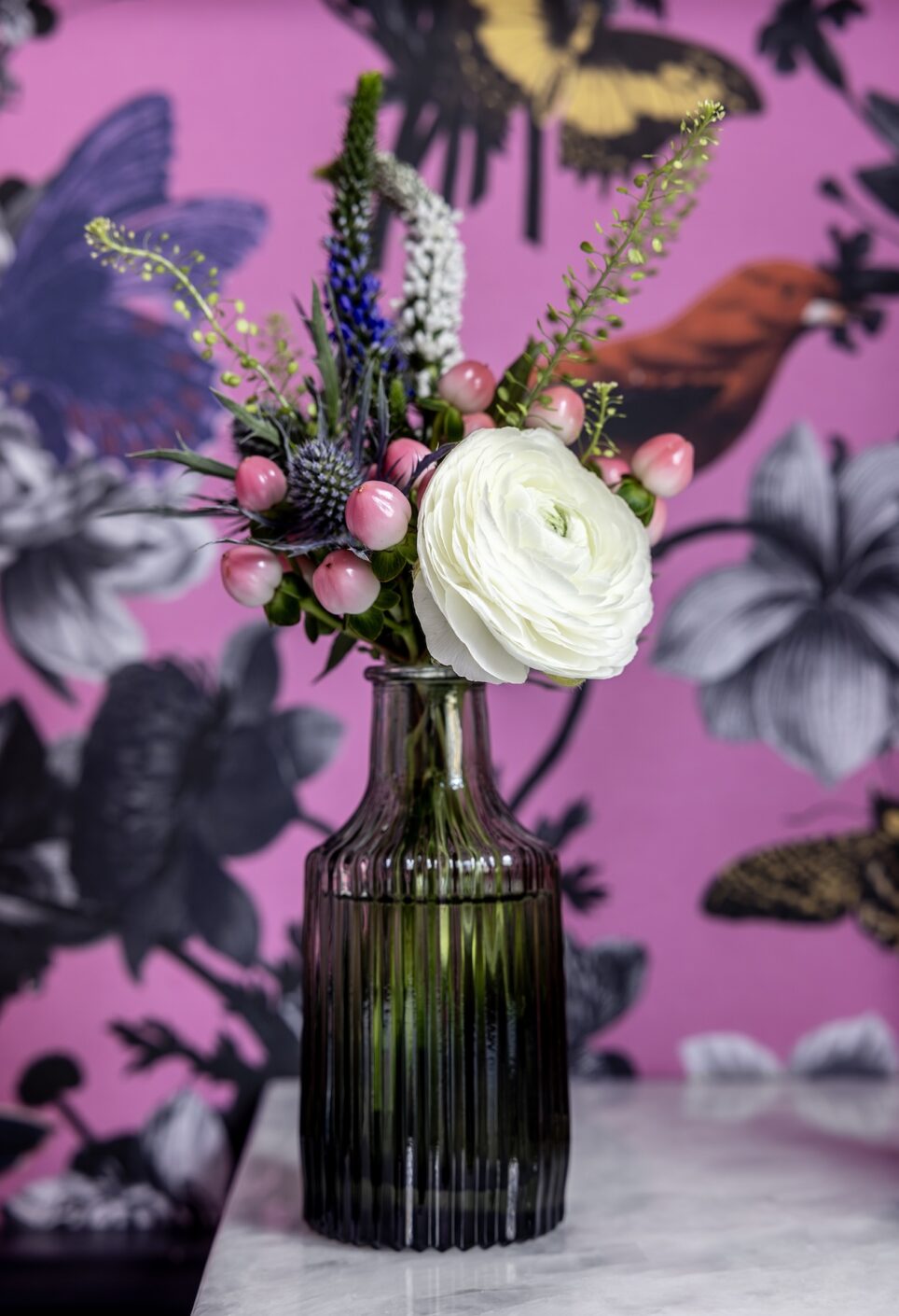 Powder Room Vase Detail Bright Purple Pink
