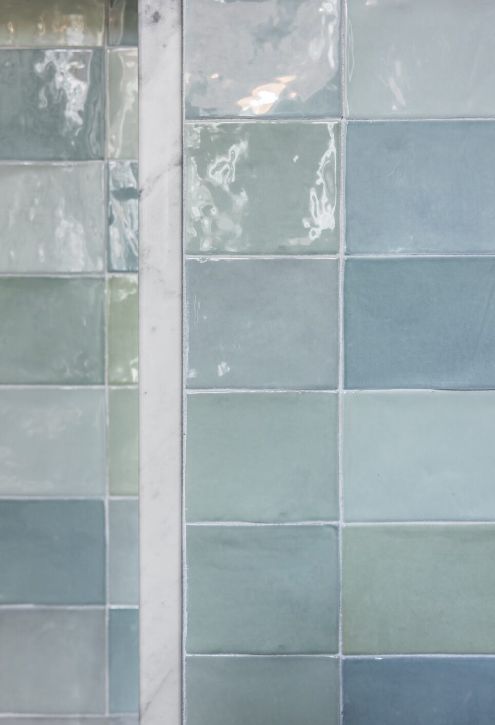 Sage Green Teal Blue Tile Detail