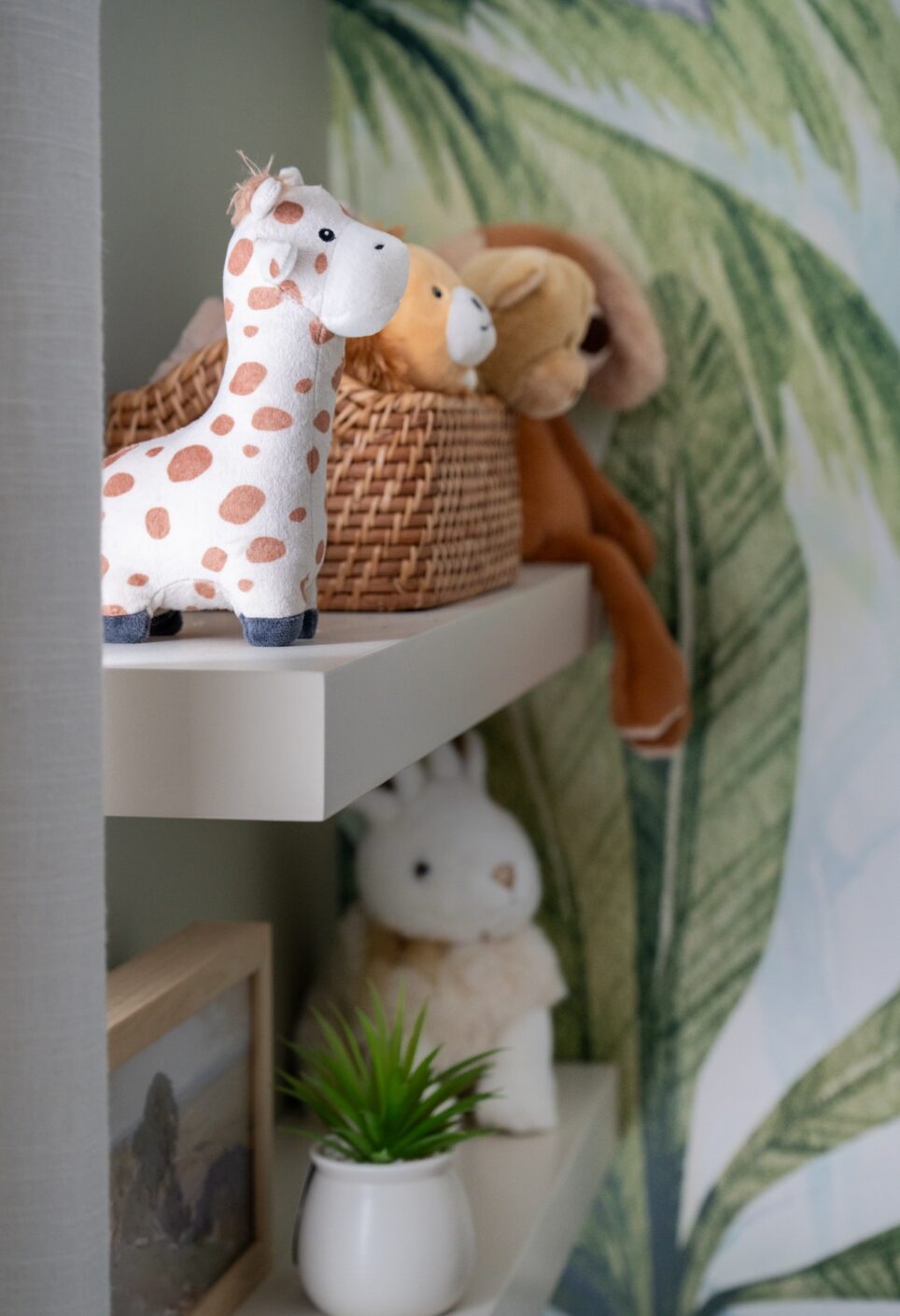 Stuffed Animals In Safari Themed Nursery