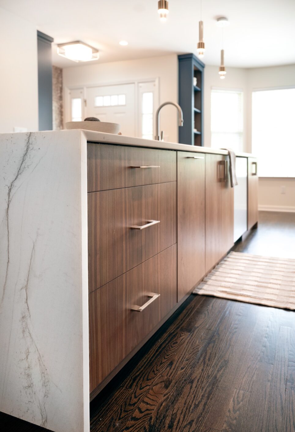 Washed Walnut Cabinet Fronts With Grain Matching