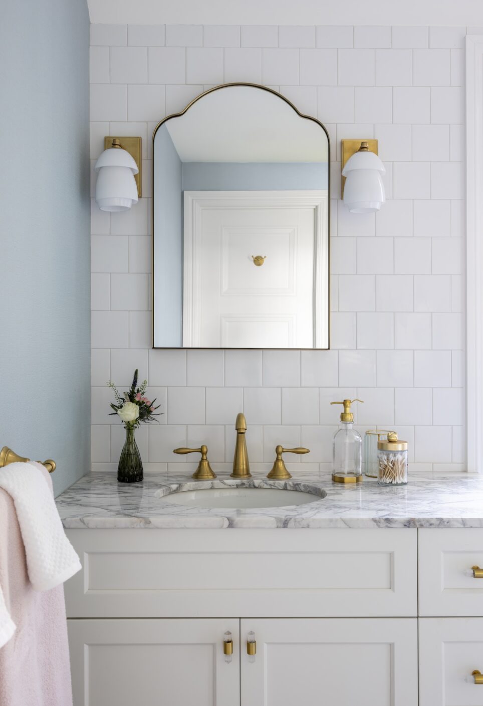 White Subway Tile Backsplash Bathroom Design By The Jonathans