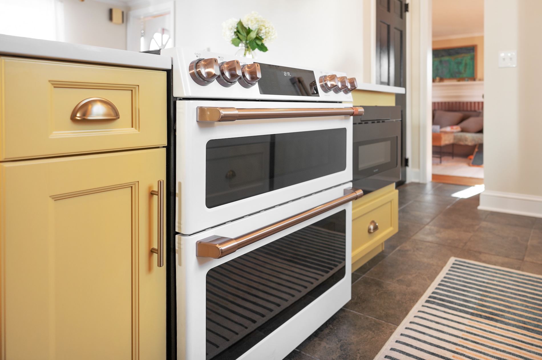 Yellow Cabinets Vintage Kitchen Interior Design