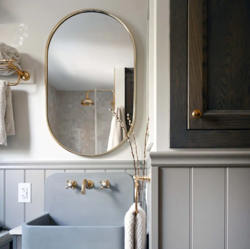 Refined French Country Bathroom and Laundry Room