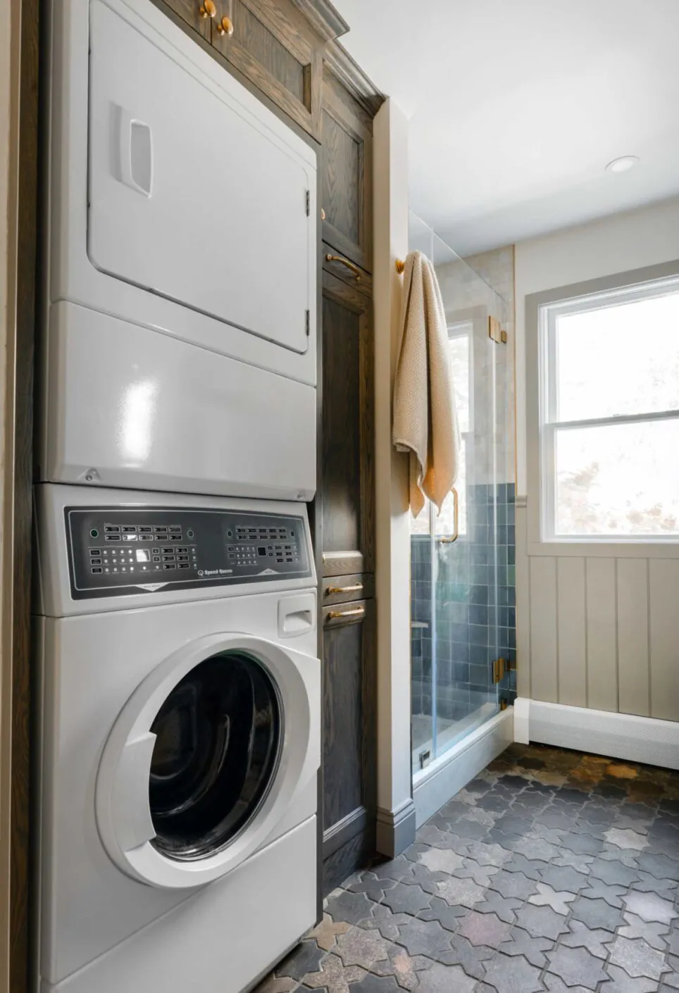 Stacked Washer Dryer In Bathroom