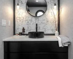 Eccentric Black & White Powder Room