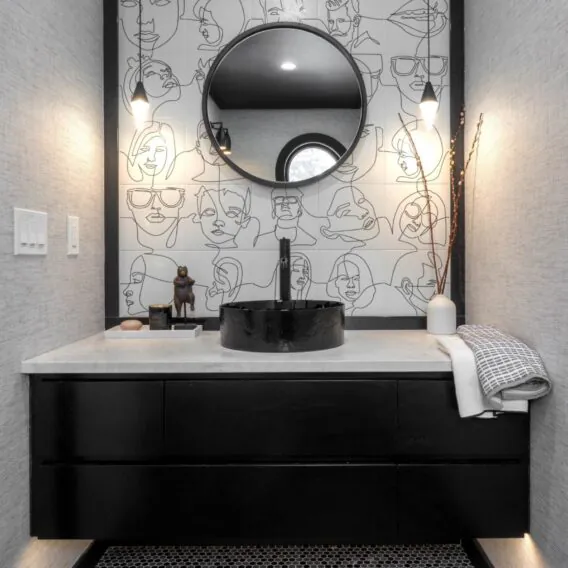Eccentric Black & White Powder Room