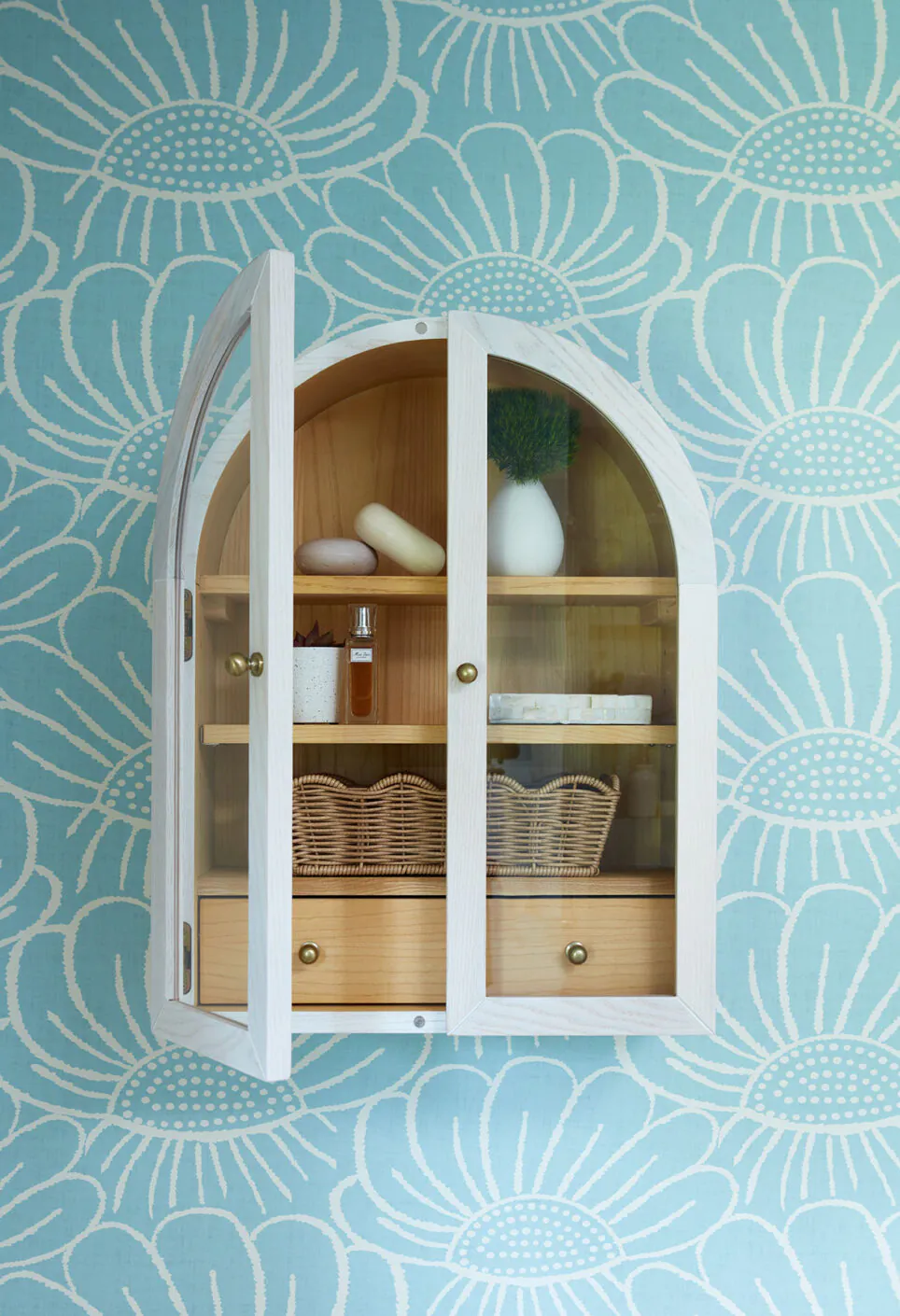 Anthropologie Arched White Bathroom Cabinetry
