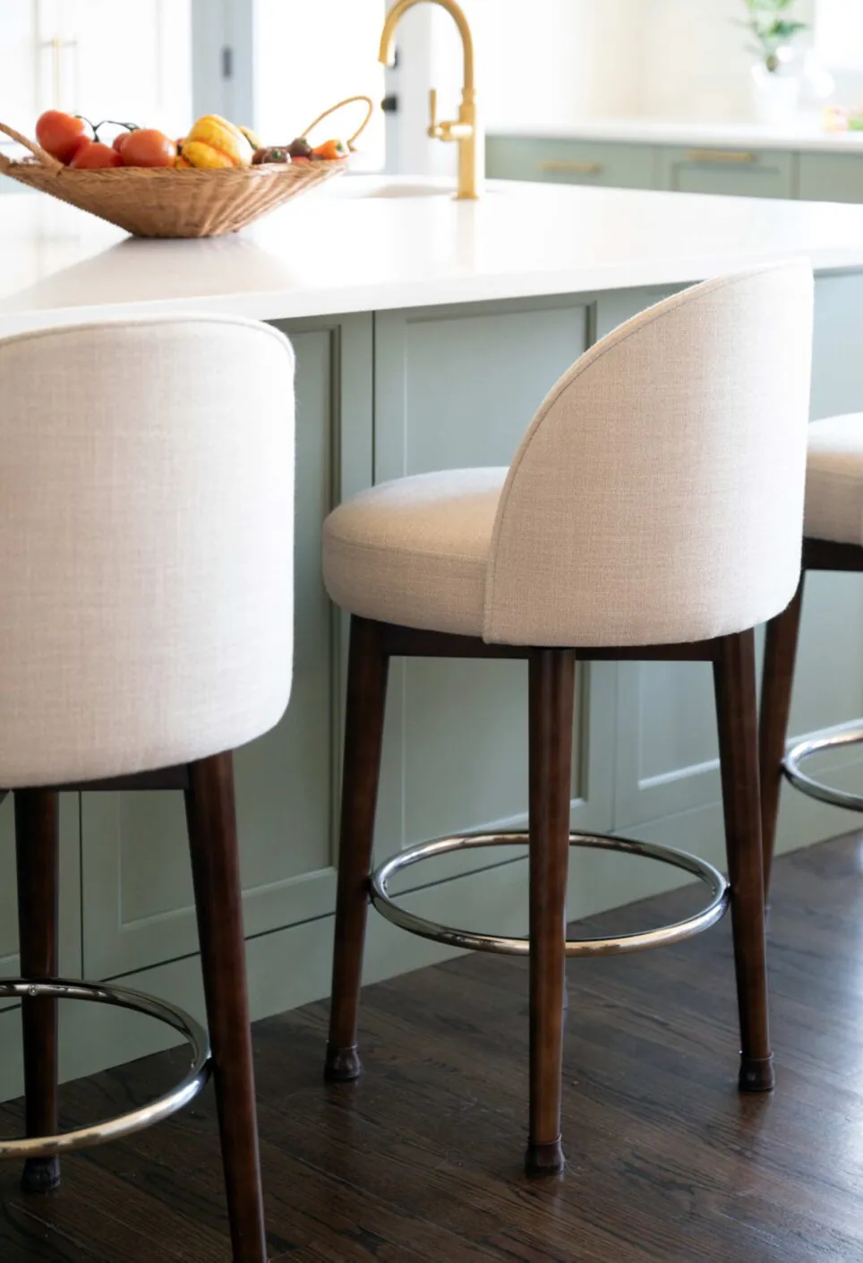Beige Kitchen Stools With Wooden Legs