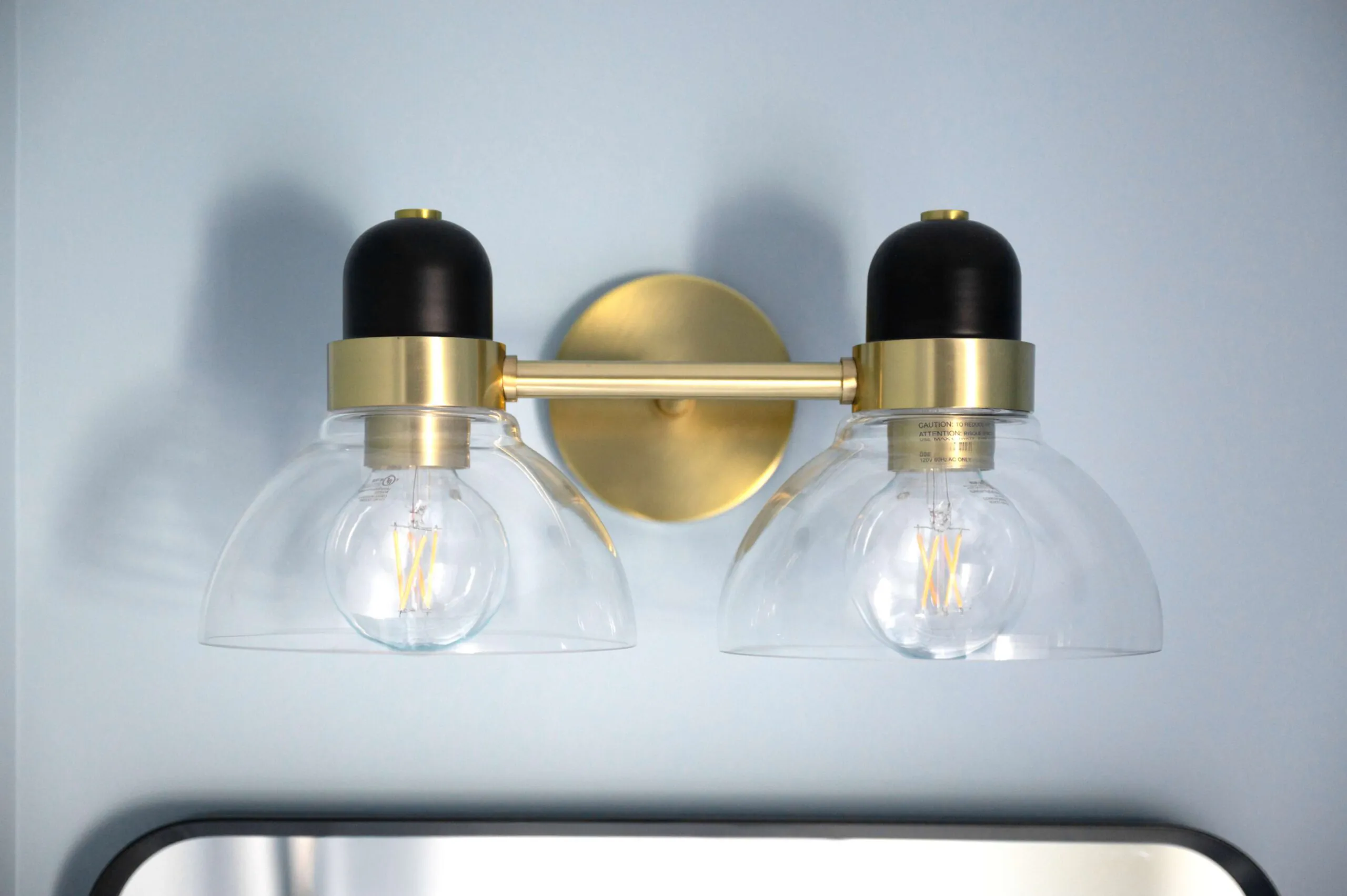 Matte Black And Brass Bathroom Vanity Lighting
