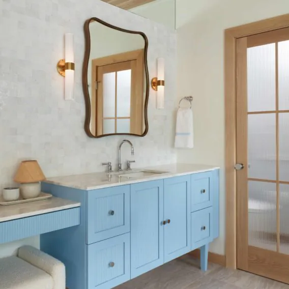 Celestial Blue Coastal Primary Bathroom